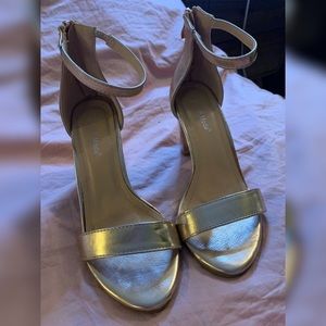 Gold Ankle Strap Platform Heels